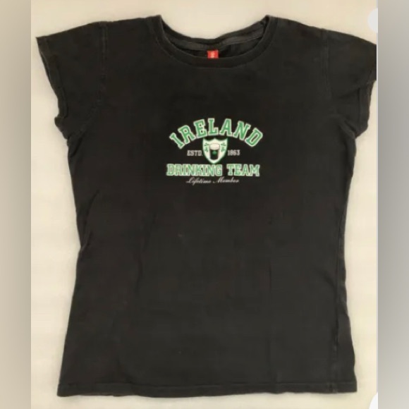 St Patrick’s Women’s Juniors Ireland Drinking Team T Shirt Black/Green Large - Picture 4 of 7